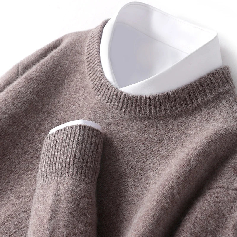 Cameron - męski sweter z wełny merino, z okrągłym dekoltem, klasyczny krój