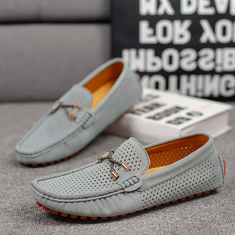 Gianni Perforowane Mokasyny Skórzane - Stylowe, Przewiewne Buty Slip-On
