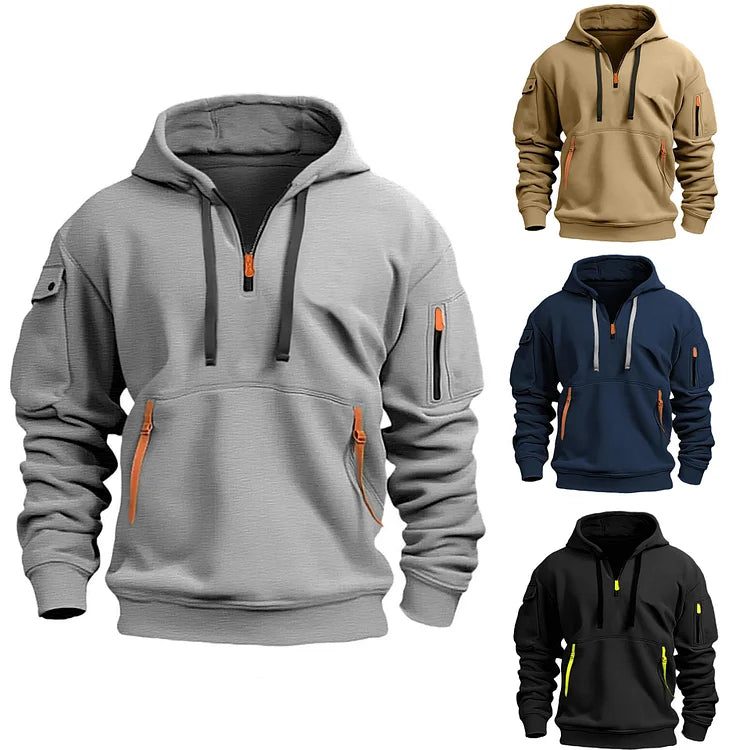 Adriano Hoodie z półzamkiem błyskawicznym – stylowy komfort, sportowy wygląd