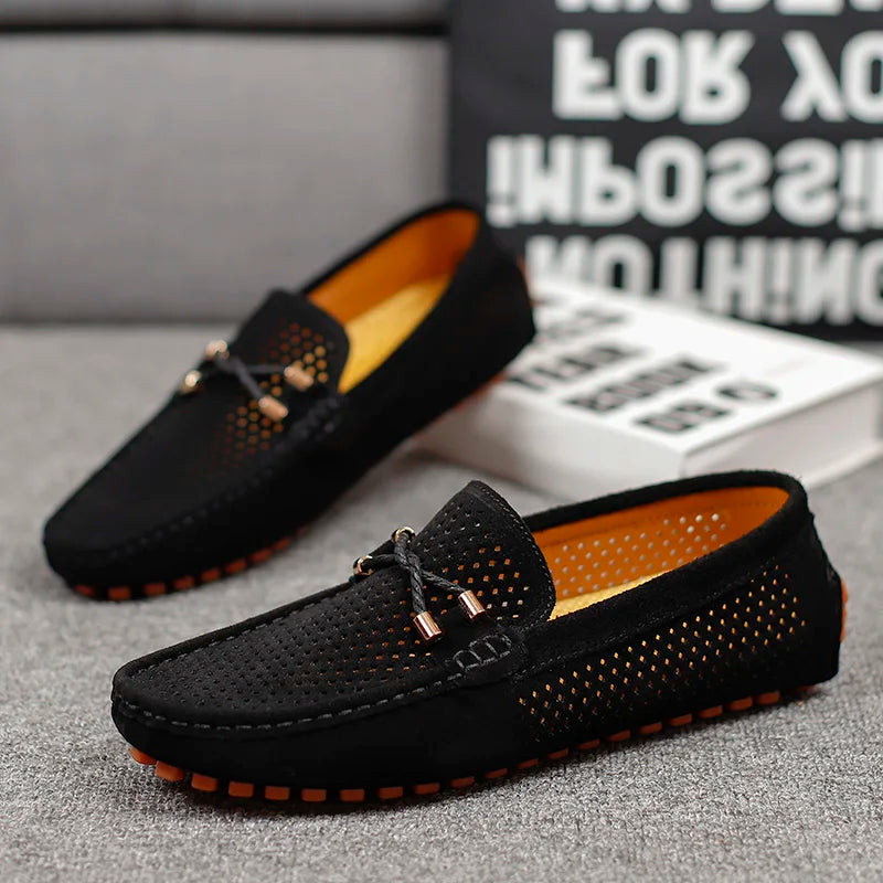 Gianni Perforowane Mokasyny Skórzane - Stylowe, Przewiewne Buty Slip-On