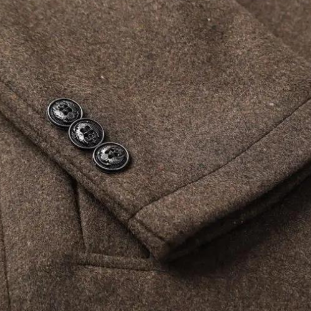 Hampus męski płaszcz wełniany z kołnierzem stojącym – ponadczasowa elegancja z wełny